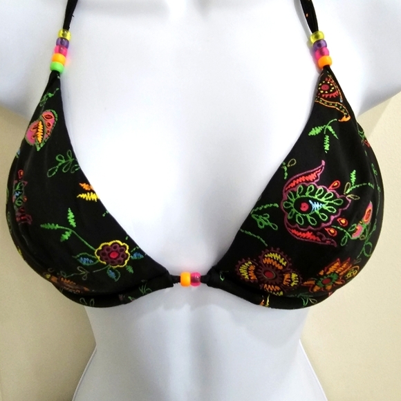 Victoria’s Secret ✦ Embroidered Floral Bikini Set ✦ Triangle Halter Top + Beaded - Picture 4 of 16